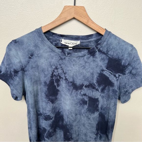 Johnny Was Calme Womens Navy Blue Tie Dye O15421-6 Parker Layering Tee Shirt S - Picture 2 of 10